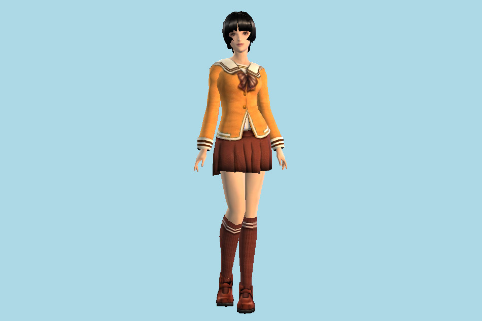 High School Girl Anime 3d model