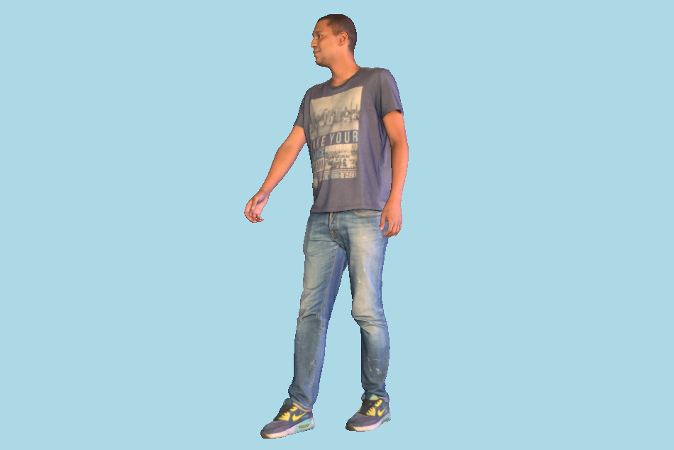 Young African American Man Walking 3d model