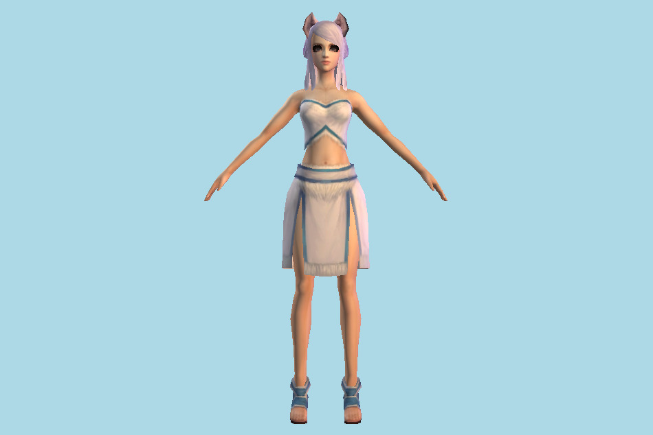 Anime Fox Elf Girl with Purple Hair 3d model