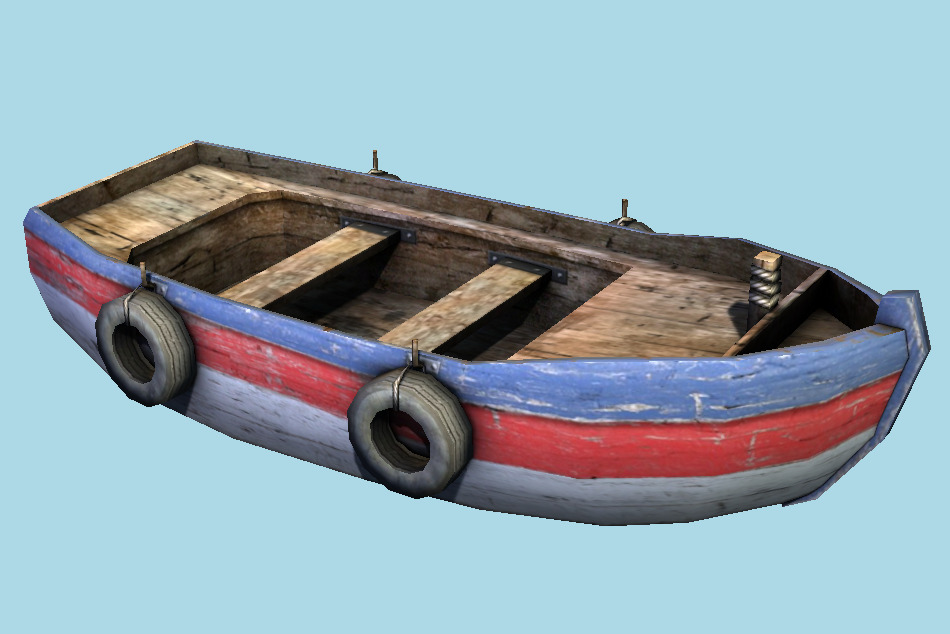 Small Wooden Boat 3d model