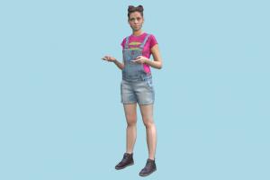 Young Girl scanned-model, girl, woman, female, posing, photogrammetry, human, character, people