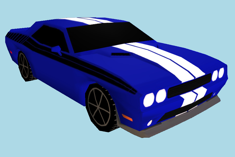 Dodge Challenger 2011 Low Poly Cartoon Car 3d model