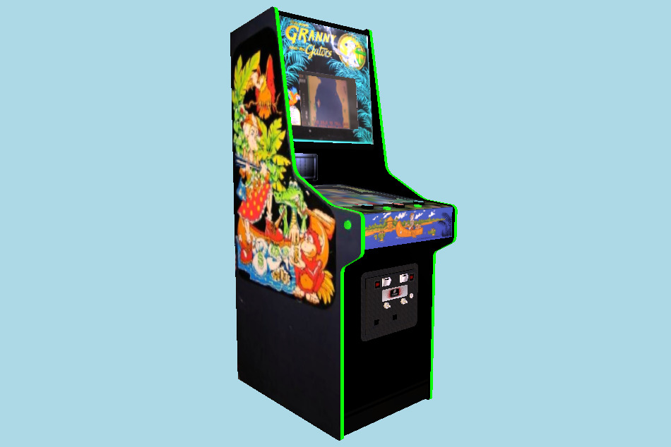 Granny & the Gators Upright Arcade Machine 3d model