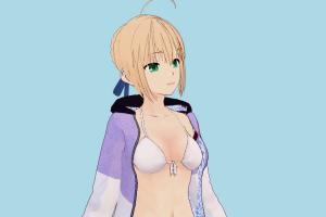 Saber Summer vrm, vrm models, vrchat, booth, female, girl, hentai, characters, animated, rigged