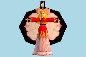 Kitty Lily girl, woman, female, people, character, cartoon, lowpoly