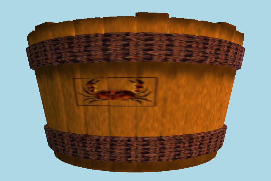 Wooden Crab Basket Fishing Seafood 3d model