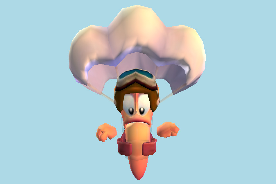 Worms 3D Parachute Worm 3d model
