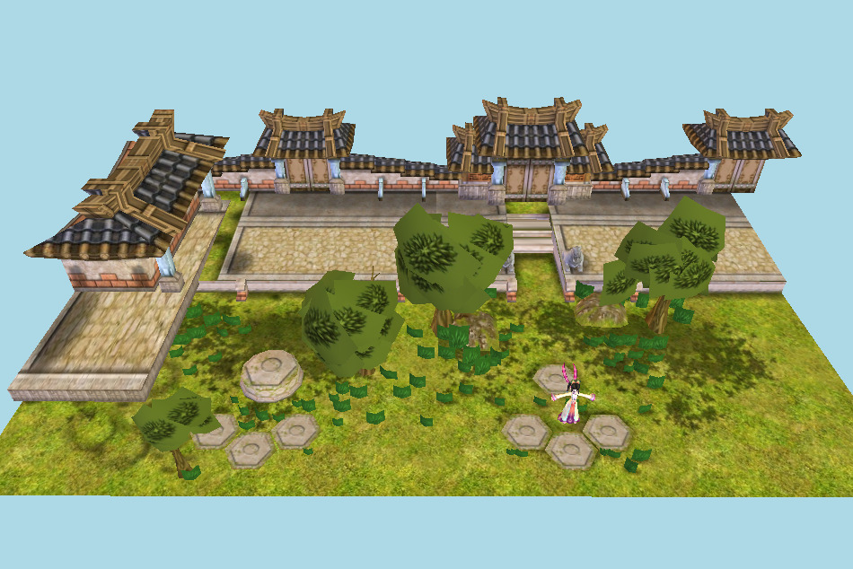 Fantasy Girl in Ancient Temple 3d model