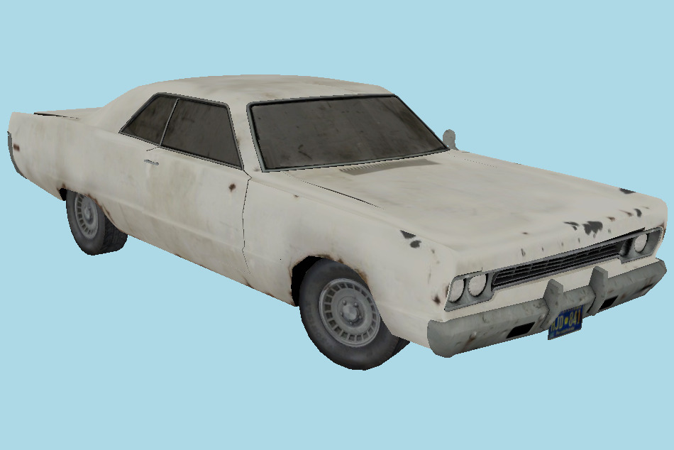 Old Damaged Car 3d model