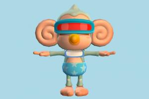 Baby Monkey monkey, ape, champangi, animal-character, character, cartoon, vr, headset
