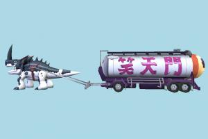 Digimon Etemons Car digimon, train, boxcar, coach, wagon, pokemon, toon, gas, petrol, fuel, railway, railroad, tank, rail, carriage, truck, vehicle, monster