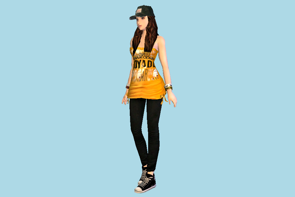 Casual Wear Asian Girl 3d model