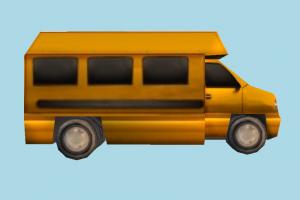Low-poly Bus bus, van, car, vehicle, truck, carriage, metro, transit, toon, low-poly