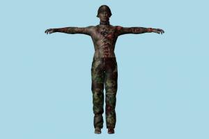 Soldier Prisoner Zombie Resident-Evil, RE, zombie, resident, evil, people, human, xna, characters, rigged