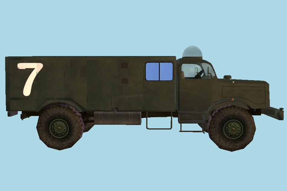 Fire truck German Benz 2400, Cold War 3d model