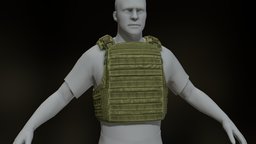 Flak vest armor, assault, armored, vest, bulletproof, warrior, flak, shooter, realtime, equipment, combat, pbr, lowpoly, military, war, slayver