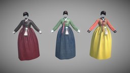 Hanbok korea, clothes, traditional, costume, korean, hanbok, pbr, female, clothing