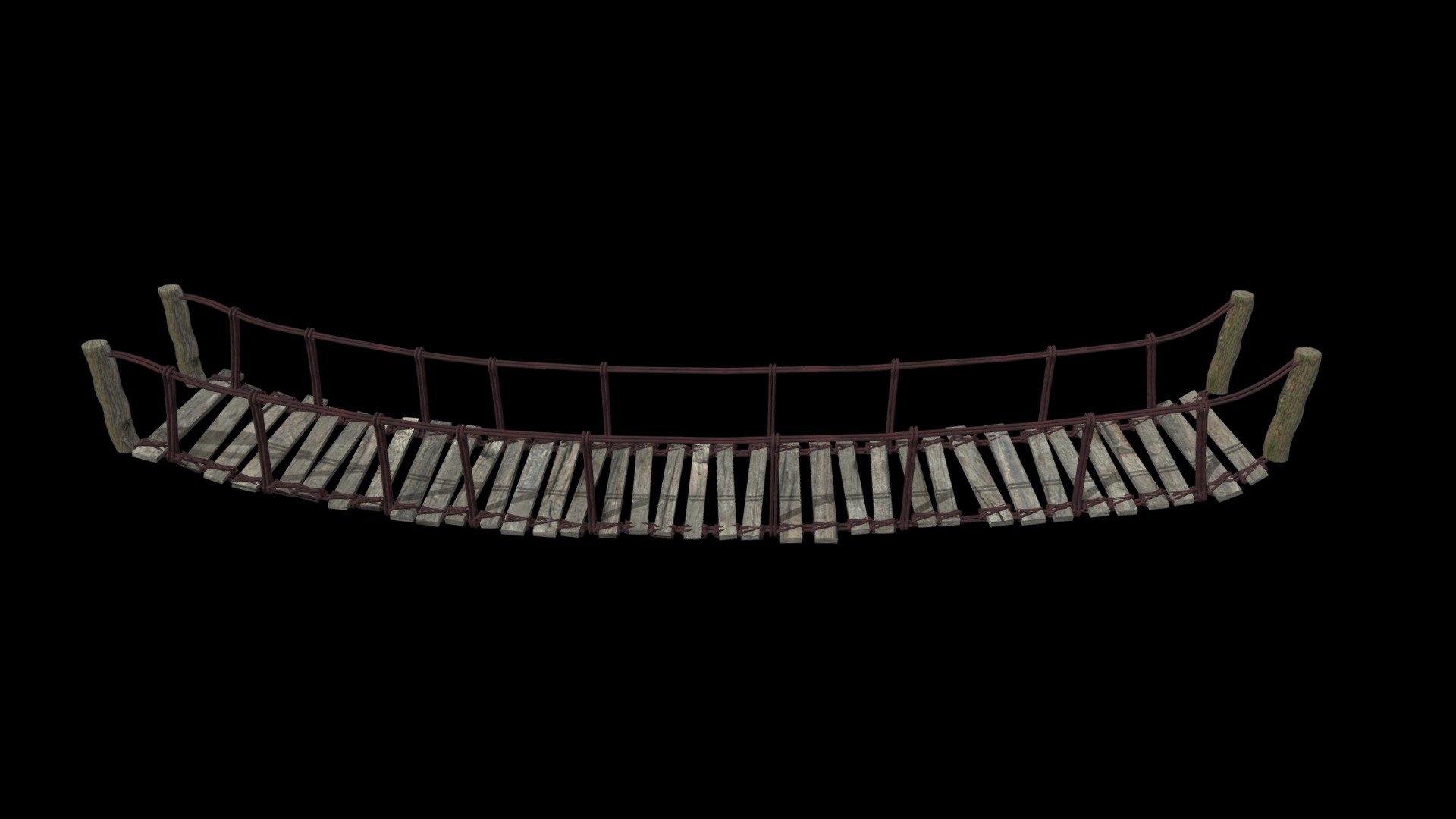 LowPoly Rustic Wooden Rope Bridge - Download Free 3D model by 5CNG5 3d model