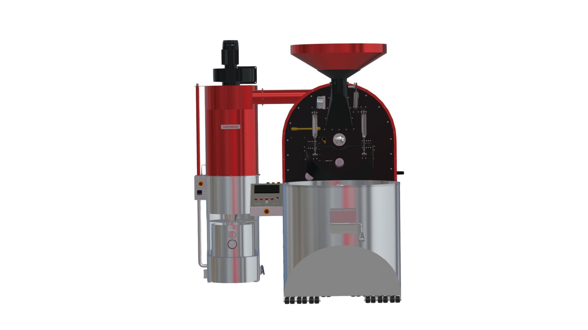 HARTANZAH 25 KG AUTOMATED COFFEE ROASTER

State of the art 25 kg fully automated coffee roasters makes your roasting process become quick and easy. Just select background roasting profile that you want to duplicate and Invader will roast full automatic according selected roasting profile.

With HARTANZAH logic control panel makes Ivander series very accurately automated coffee roaster. There are two options to operate Ivander, by selecting the roasting mode to full automated or manual mode. Built-in water pump and 1 sprayer nozzle on front face and 3 sprayer nozzle on cyclone makes your roasting process more safer.

Click here to find more detail information about Hartanzah Ivander 25 - Hartanzah Ivander 25 - 25 Kg Gas Coffee Roaster - 3D model by Hartanzah 3d model