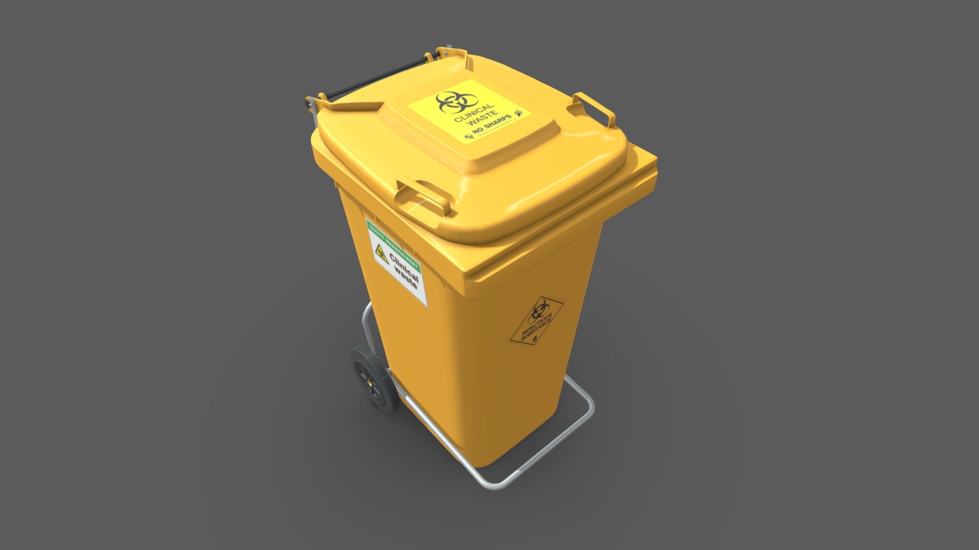 U can find this model for sale on Turbosquid by searching for “3d 1710691”( that’s the closest I can get to giving a link without breaking sketchfab’s ToS)



FORMATS:

NATIVE 3ds Max 2014  |  V-Ray

Cinema 4D
 R18
  |

Advanced Render

Cinema 4D
 R18
  |

Arnold
 5.3.1.1
3ds Max
 2018
  |

Arnold
 5.3.1.1
3ds Max
 2015
  |

mental ray

3ds Max
 2015
  |

V-Ray
 3.2
Maya
 2017
  |

Arnold
 5.3.1.1
USDz
FBX
Unity
Unreal
OBJ
glTF



Dimension:
X=53 Y=68 Z=102



TEXTURES:

All Textures are PNG format with the following resolutions:




(8.PNG) Waste bin.................................4096x4096

(1.HDR)

Diffuse/Specular/Metallic/BaseColor/Normal/Glossiness/Roughness/AO
 - Clinical Waste bin - 3D model by 3DMedicinal 3d model