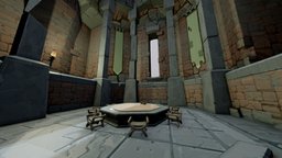 Round Table Room / assembled / Mozilla Hubs b3d, mozhubsroom, handpainted, blender, stylized, noai
