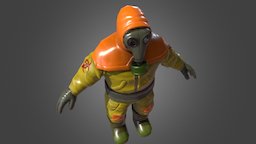 Lowpoly, Stylized Hazmat Game Character hazmat, character, game, clothing, horror, zombie