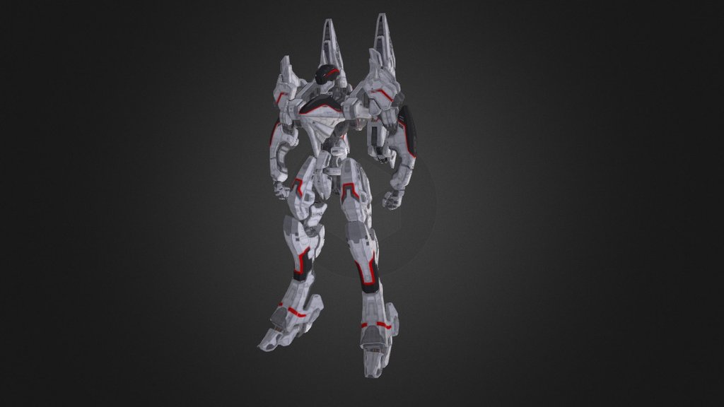 A low poly anime-inspired mecha 3d model