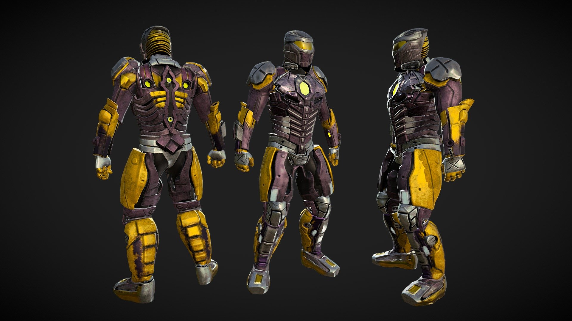 A futuristic robotic suit with plasma shields, boosters and weapons destructible 3d model