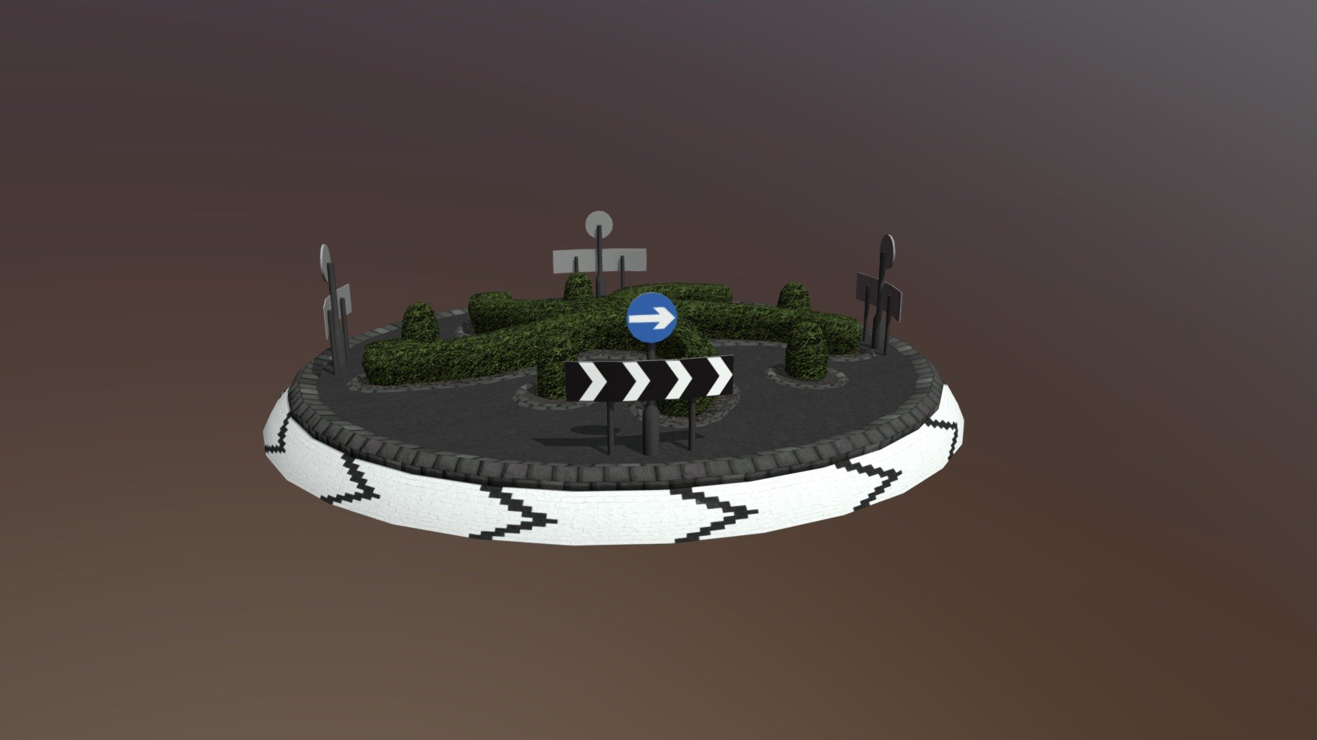 A roundabout prop for Cities: Skylines on the Steam workshop

Triangle count is a little high but there's a decent lod model for it so that should help.

Textures created from bases on textures.com

Modelled in blender, lod baked in Marmoset toolbag (not shown here) - Roundabout - Download Free 3D model by Euan Mitchell (@tigg) 3d model
