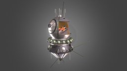 Vostok Spaceship Lpoly starship, satellite, astronaut, starcraft, voskresinske, astronout, spaceship