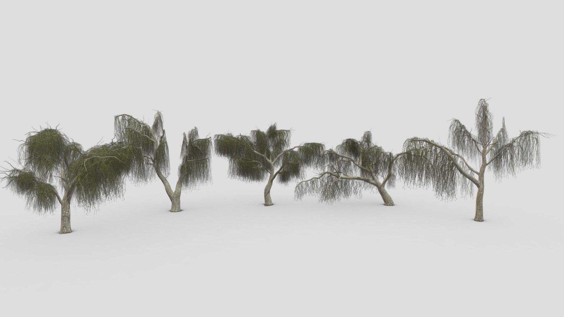 I try to provide low poly model of Weeping Willow tree to use for your game project. I hope this model will be useful for you. This file countains 5 3D low poly models of Weeping willow tree 3d model