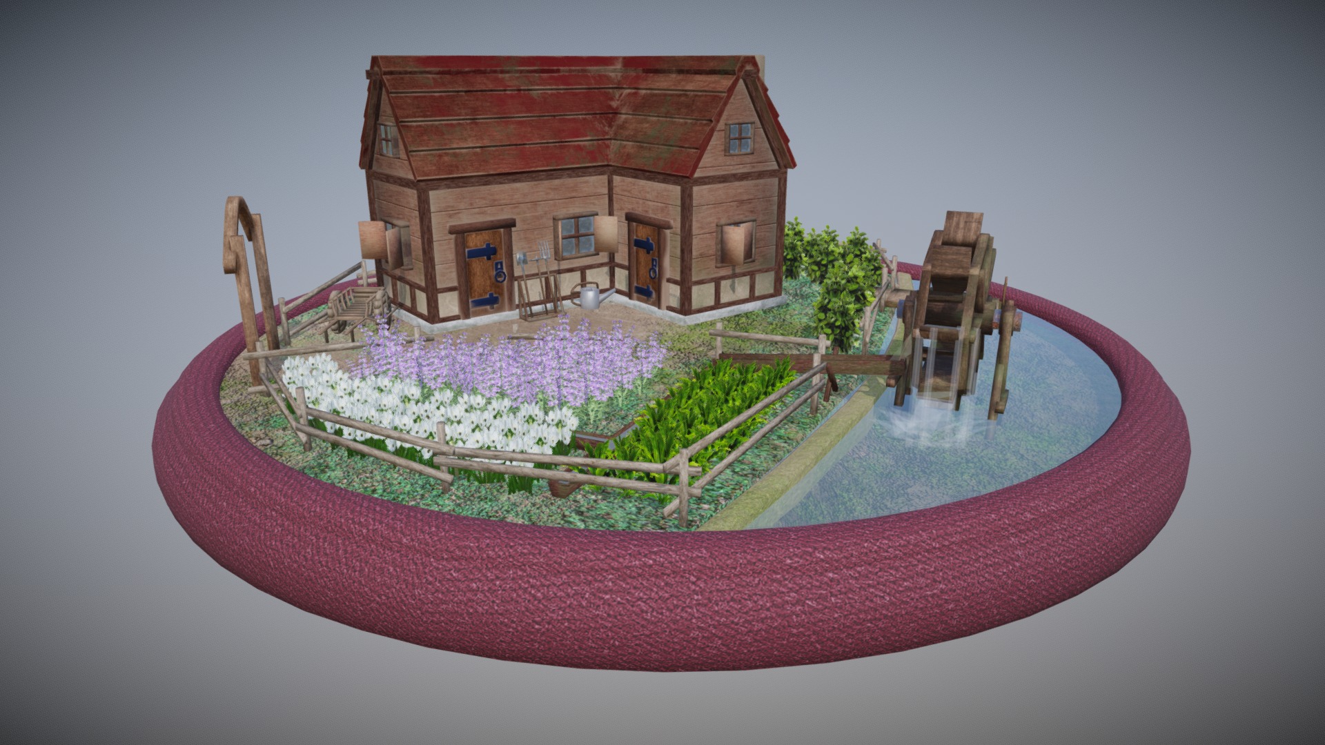 I did it in blender. Textures are done with Substance Painter 3d model