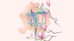 Handpainted watercolor scene illustration, watercolor, 3dhandpainted, 3dillustration, handpainted, blender