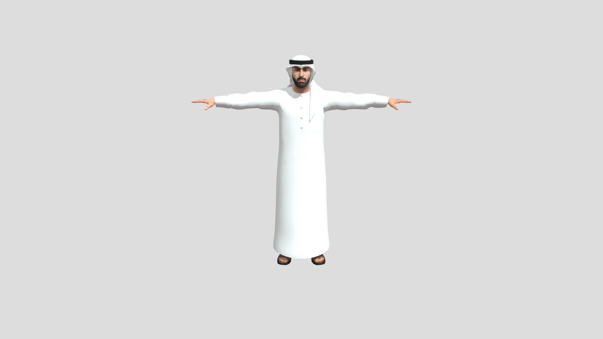 Emarati Male in Local Dress (FBX) - Fully Rigged with Facial Expressions Blendshapes - Emarati Male in Local Dress (Rigged+Expressions) - Buy Royalty Free 3D model by XtremeZero 3d model