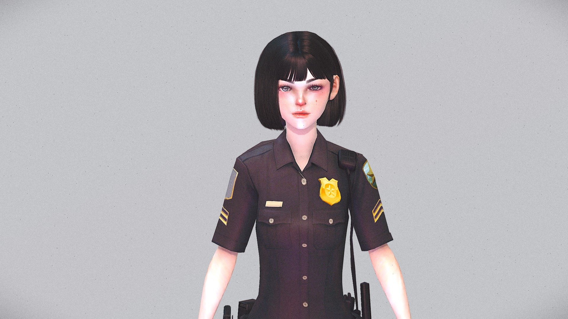 Technical details

Rigged with Maximo.
Easy Animations retarget in Unity and Unreal Engine. Humanoid rig.
Facial expressions are included.

You can use this model for face mocap (live stream) and conversation animations.  

The model is completely modular, you can remove or add any part you want.  

Archive includes:

fbx. and obj.
all textures (png. and tga. mix)
renders in high resolution 

You can ask for other file formats if you need!



If you have any questions feel free to write me here or on my e-mail yati.3dservices@gmail.com

Thank you for your time! - Police-girl Low-poly 3D model (Rigged + PBR) - Buy Royalty Free 3D model by IMAKTeck-3D (@Lynda.Tinhinane) 3d model