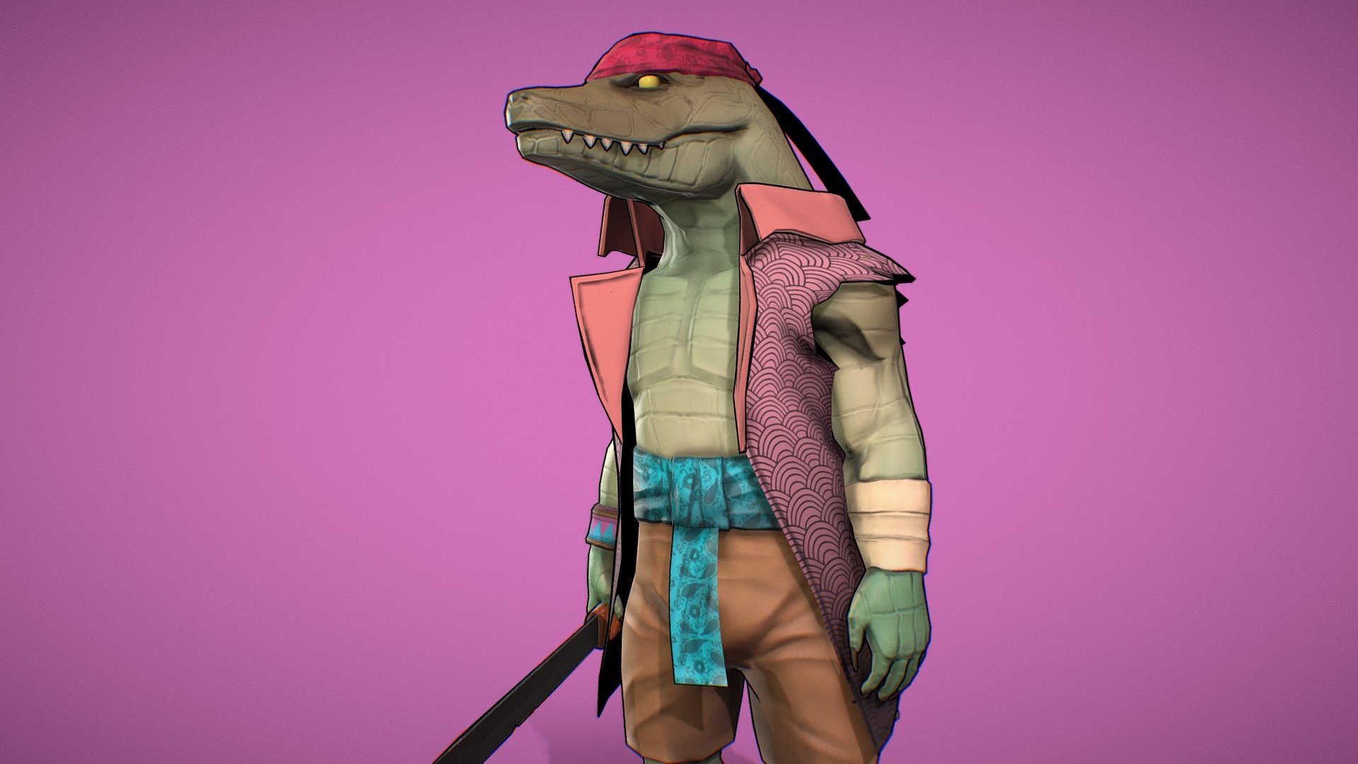 Greetings!
I decided to model stylized character again. I also wanted to make things more difficult for me and tried to follow the concept art from another artist. Thanks to the Daniel Bernal (bernalstudio.com) for this amazing art!

There is another version of this model, video presentation on youtube and page on the artstation with renders and descriptions! Thank you for your attention =) - Daniel Bernal's "SERRATED SEAHUNTER" - 3D model by Konstantin Titaev (@KonstantinTitaev) 3d model