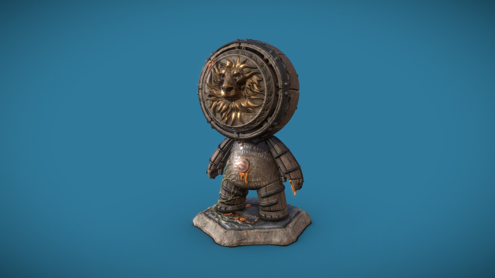 This is my submission for the Meet Mat 2 contest.
My submission for the contest is inspired by the story of Samson,
As the story goes, Samson fought and defeated a young lion, later finding bees and honey in its body.
I decided to texture Mat as kind of an ancient Honey container, made in Medieval style woodwork with cast iron ornaments 3d model