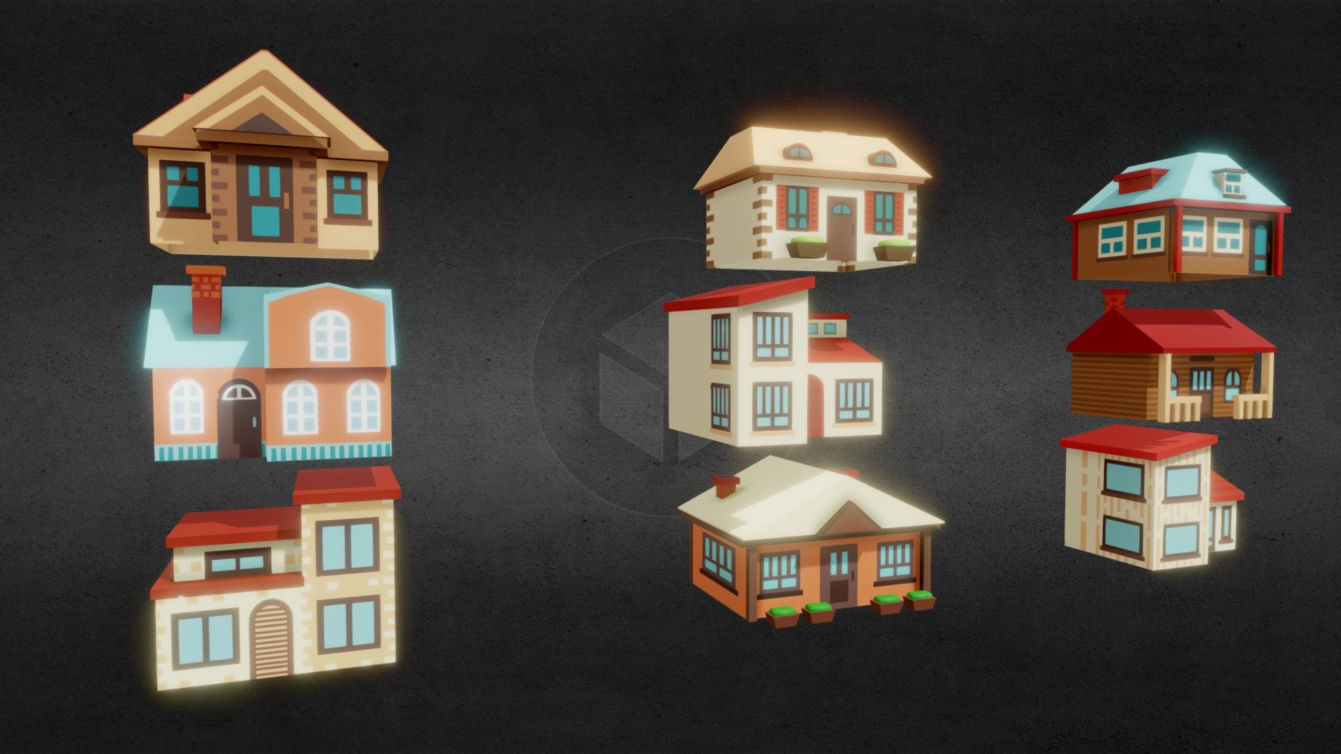 Cartoon Building Collection - Download Free 3D model by Monhoo 3d model