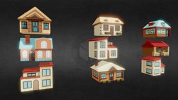 Cartoon Building Collection free3dmodel, cartoon-house, cartoon, cartoon-model