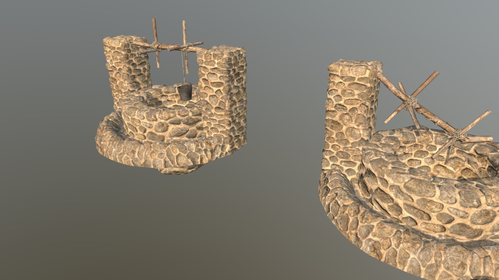 3D Water Well
The pack has highly detailed water well ready for use in your project.Just drag and drop prefabs into your scene and achieve beautiful results in no time.Available formats FBX, 3DS Max 2017



We are here to empower the creators.Please contact us via the [Contact US](https://aaanimators.com/#contact-area) page if you are having issues with our assets. 




The following document provides a highly detailed description of the asset:[READ ME]()




**Mesh complexities:**




Well02a 5086 verts;8604 tris

Well02b 3667 verts;5508 tris

Includes 1 sets of textures with 2 materials:


● Diffuse

● Normal - Low Poly Water Well 02 - Buy Royalty Free 3D model by aaanimators 3d model