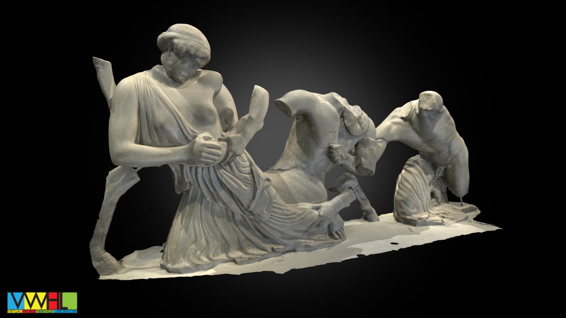 Description: Portion of the west pedimental sculpture group from the Temple of Zeus, Olympia. Specifically, this state model represents what are referred to as “R,” “S,” and “T” in Ashmole and Yalouris’ reconstruction of the group as published in: Ashmole, B., &amp; Yalouris, N. (1967). Olympia: the sculptures of the temple of Zeus. Phaidon.

Group Name: The West Pediment of the Temple of Zeus: Battle of Lapiths and Centaurs

Format: Statue

Material: Parian Marble

Museum: Courtesy of the Archaeological Museum of Olympia (Greek: Αρχαιολογικό Μουσείο της Ολυμπίας)

Photographer: Bernard Frischer (2014)

Modeler: Zackary Hegarty (2021)

Photogrammetry Software: Agisoft Metashape (v. 1.7.2)

3D Modeling Software: Pixologic ZBrush (v. 2021.6.2)

Copyright © 2021. The Trustees of Indiana Univerity. All rights reserved 3d model