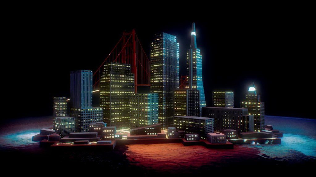3D Model based in the SF city logo - San Francisco City - Download Free 3D model by Abimael Gonzalez (@abimaelgonzalez) 3d model