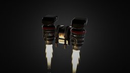 Animated Jetpack flying, jetpack, booster, pack, intake, jump, fuel, grating, fire, jet, engine, rocket, furnace, jumpsuit, thrust, thruster, exhaust, emissive, military, fly, plane, war