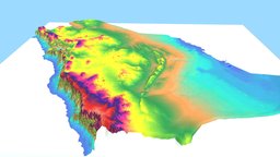 KSA, Kingdom of Saudi Arabia 3D Model country, maquette, kingdom, ksa, map, print, relief, geography, cities, relief-map, saudi, arabia, relief-sculpture, modeling, 3d, model, street, elevations