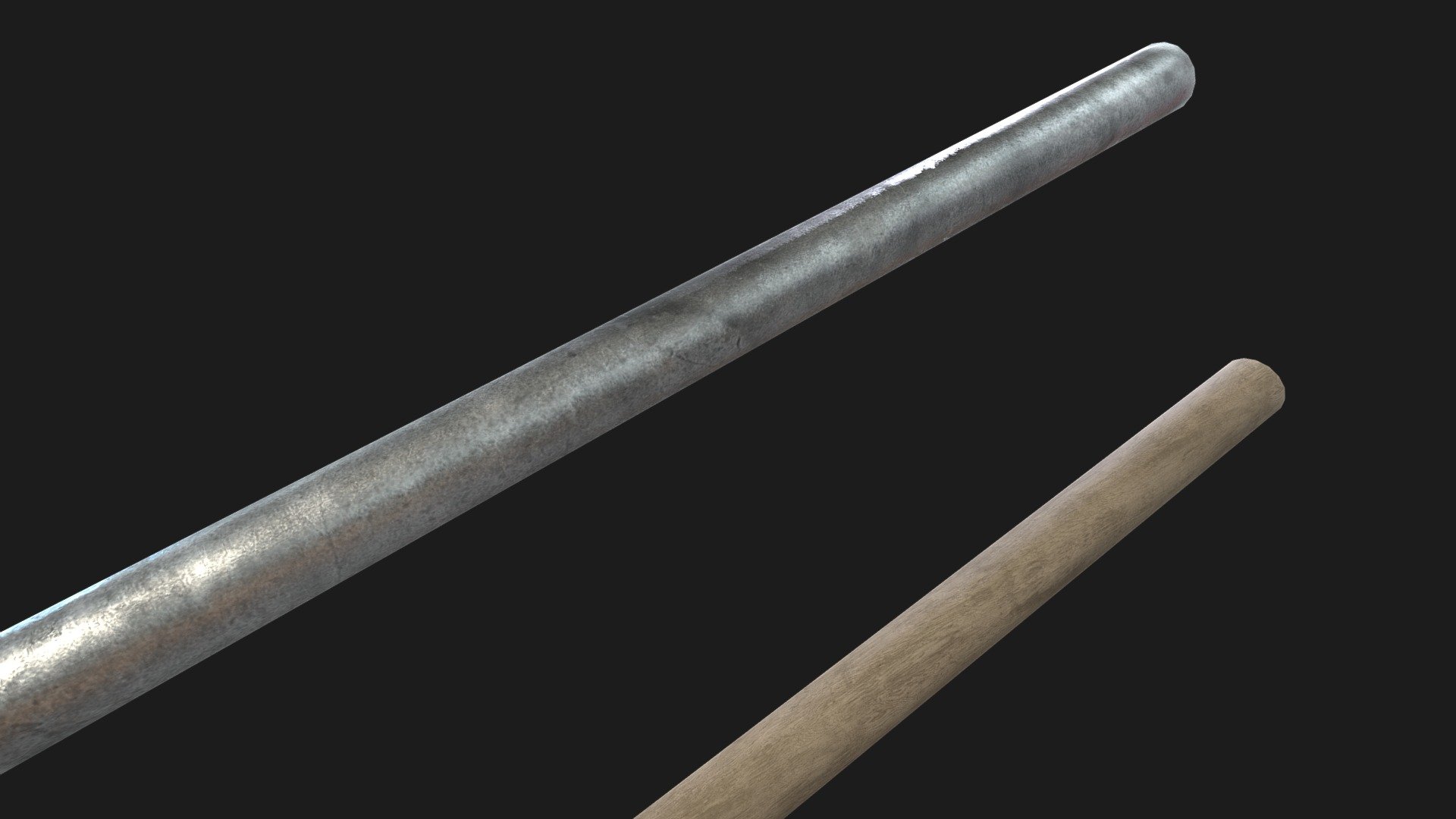 Fighting Arnis Sticks PBR Game Ready model versatile for Virtual Reality (VR), and real-time games. 

Wood and metal sticks, the ideal tools for your characters to use during martial art fights, riots, survival etc 3d model