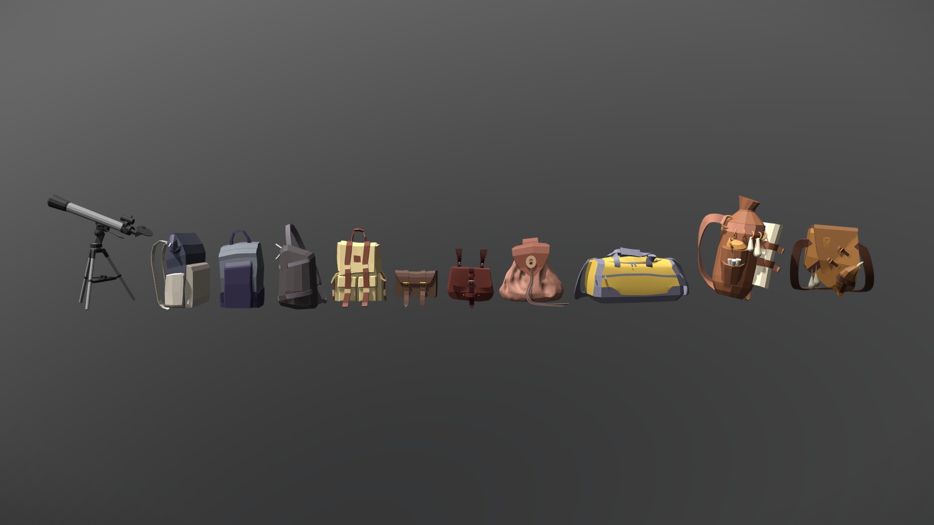Simple 40 min drafts of backpacks. 3d model
