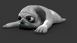 Pug Dog cute, dog, basemesh, pug, game, lowpoly, animal