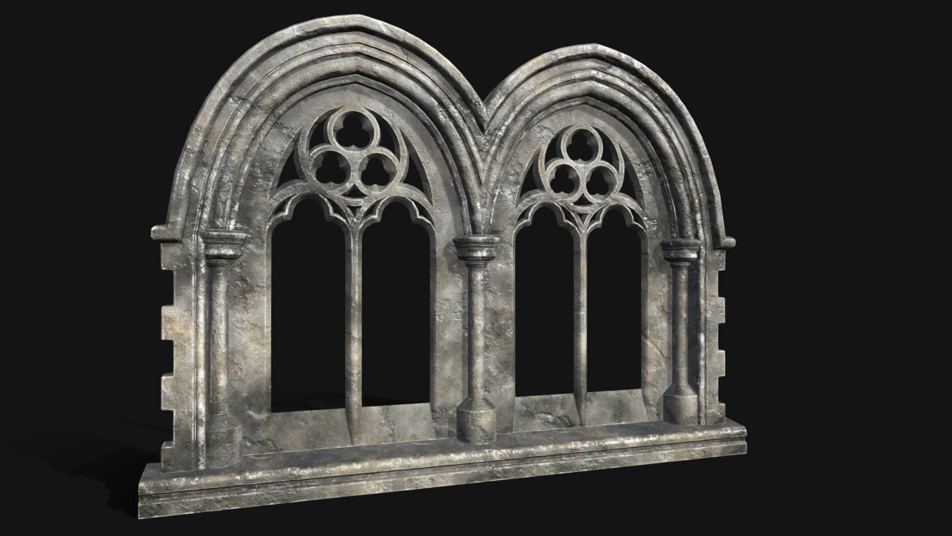 Gothic Modular Window 3D Model. This model contains the Gothic Modular Window itself 

All modeled in Maya, textured with Substance Painter.

The model was built to scale and is UV unwrapped properly. Contains only one 4K texture set.  

⦁   16926 tris. 

⦁   Contains: .FBX .OBJ and .DAE

⦁   Model has clean topology. No Ngons.

⦁   Built to scale

⦁   Unwrapped UV Map

⦁   4K Texture set

⦁   High quality details

⦁   Based on real life references

⦁   Renders done in Marmoset Toolbag

Polycount: 

Verts 8982

Edges 17713

Faces 8709

Tris 16926 

If you have any questions please feel free to ask me 3d model