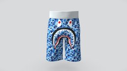 BAPE Camouflage Print Track Shorts shorts, clo3d, marvelousdesigner, 3dclothes, bape, character, gameasset, 3dmodel