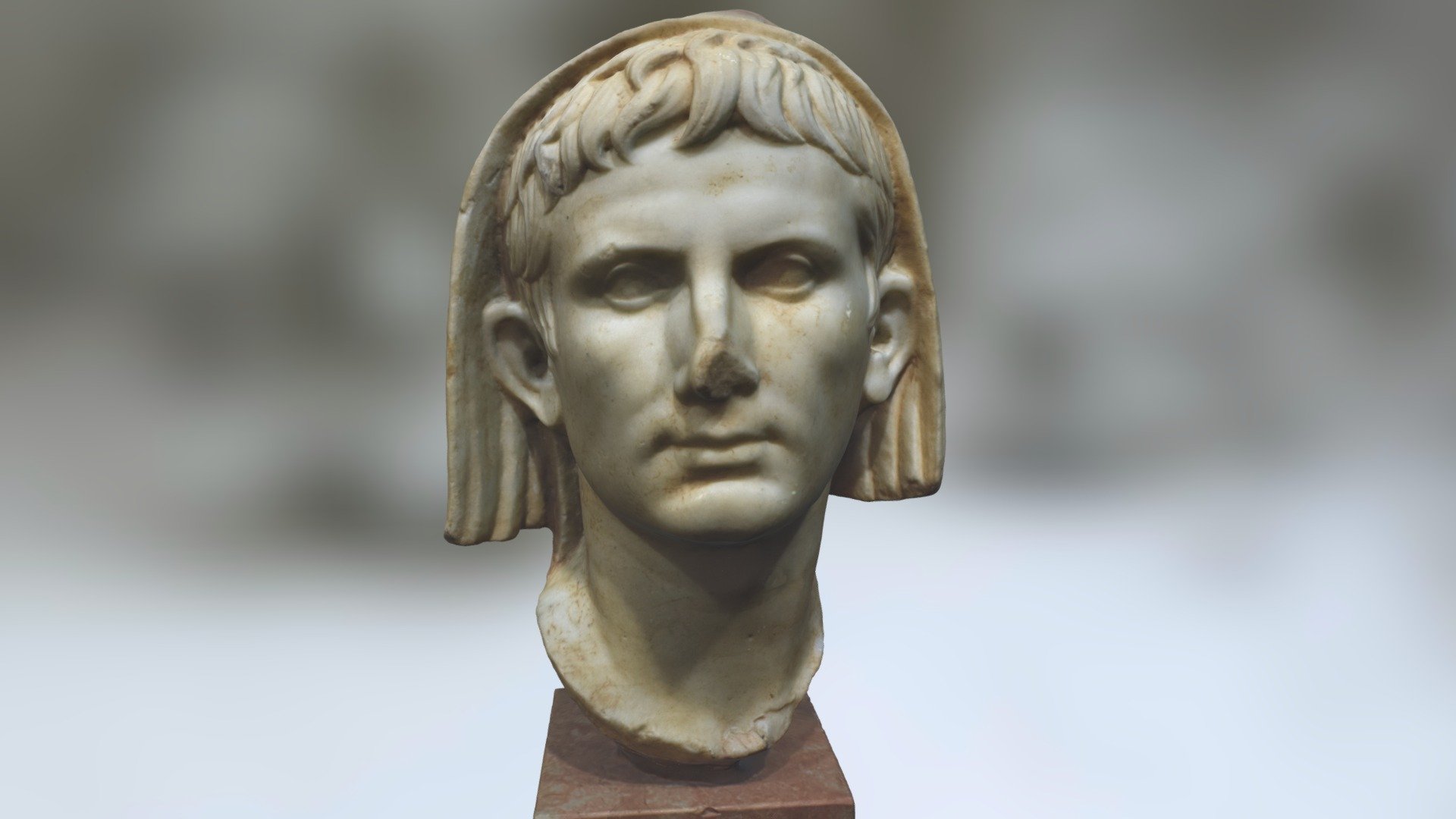 Augusto

Museo Nacional de Arte Romano, Mérida (España)

La cabeza velada representa a Augusto en edad madura como sumo pontífice. Es una de las piezas más importantes de este Museo y de la escultura romana de Hispania. Está realizada en mármol de Carrara. 

Aula sacra del Teatro.

Siglo I d. C.



Augustus

National Museum of Roman Art, Mérida (Spain)

1st C.AD - Augusto / Augustus - Buy Royalty Free 3D model by egiptologo91 3d model